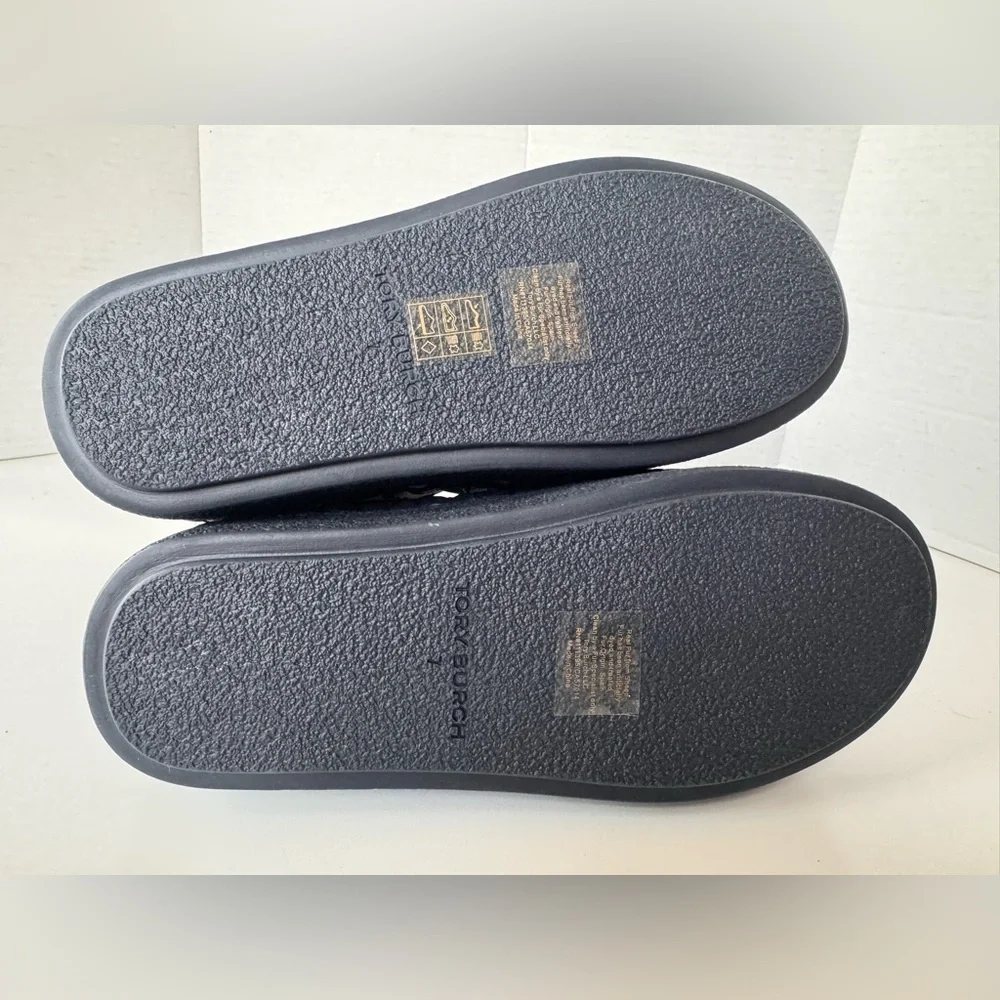 Tory Burch Monogrammed Logo Navy Blue Sleeping Bag Lined Boots Shoes Women’s 7
